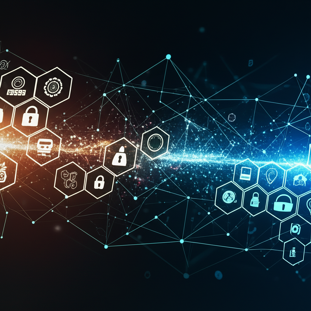 A conceptual illustration of AI arms race in cybersecurity.