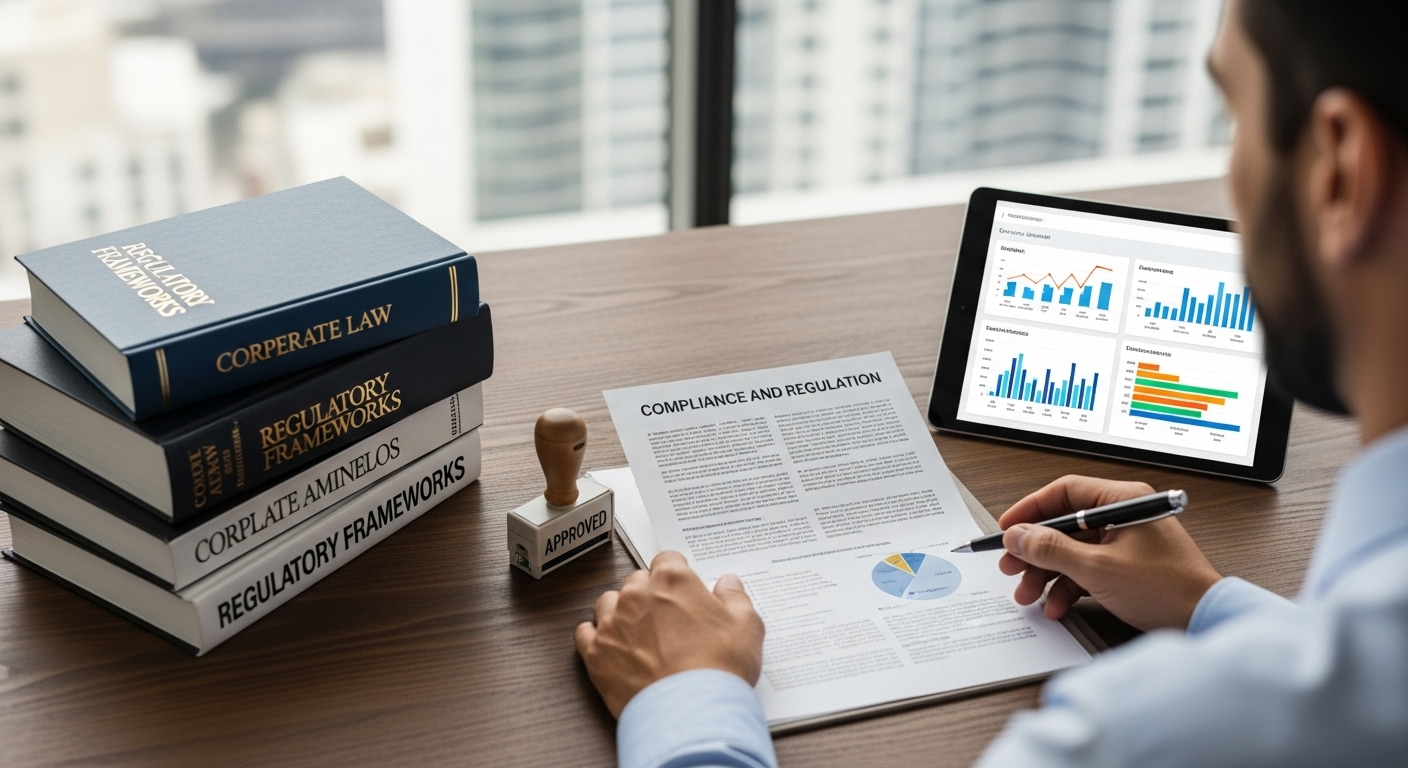 Compliance and regulation concept with a focus on data protection.