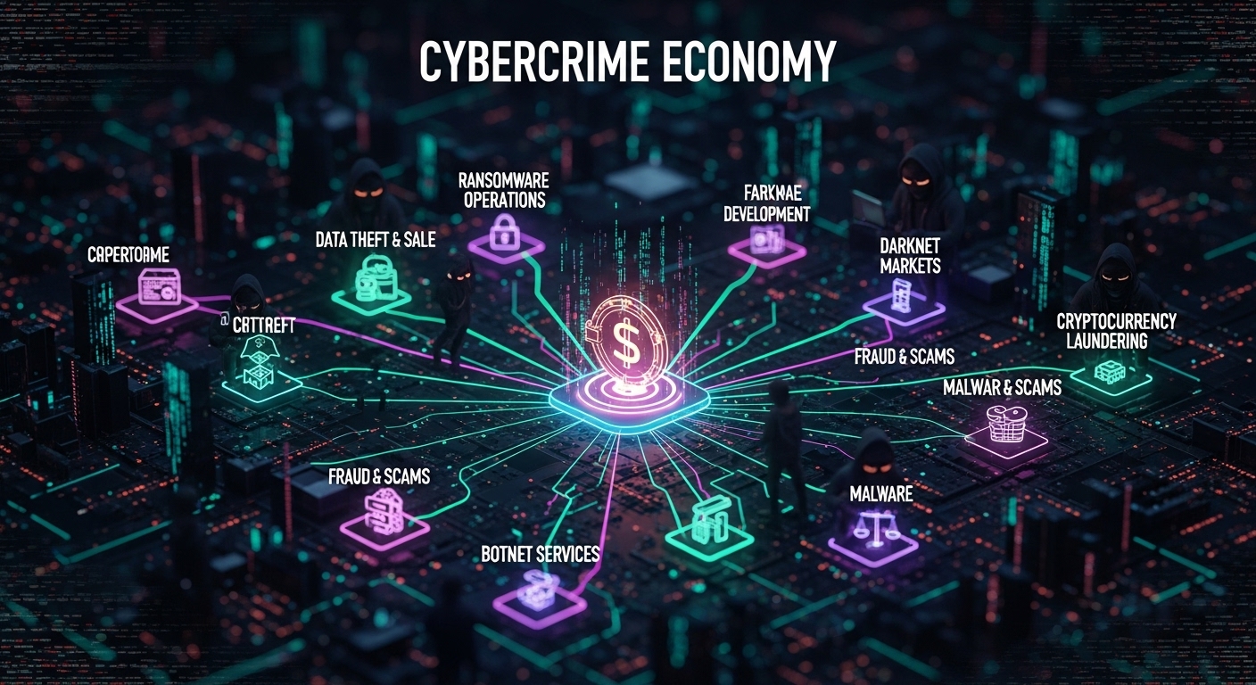 Illustration of cybercrime economy