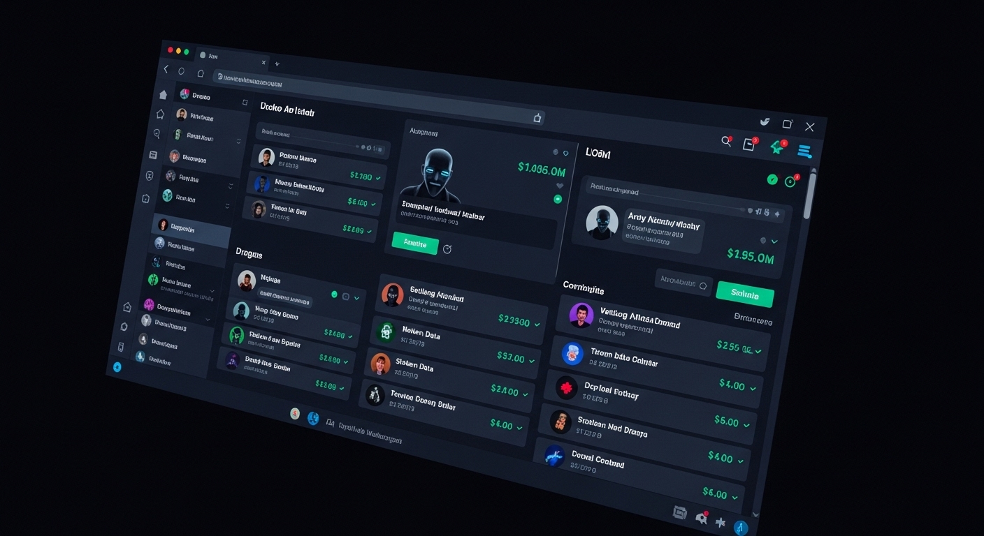 Dark web marketplace showing data for sale