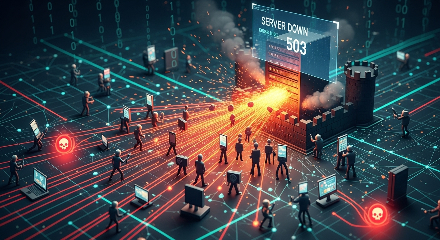 Diagram of a DDoS attack