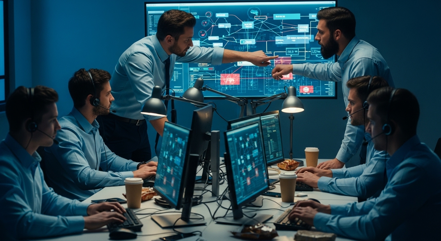 Incident response team working to contain a cyberattack.